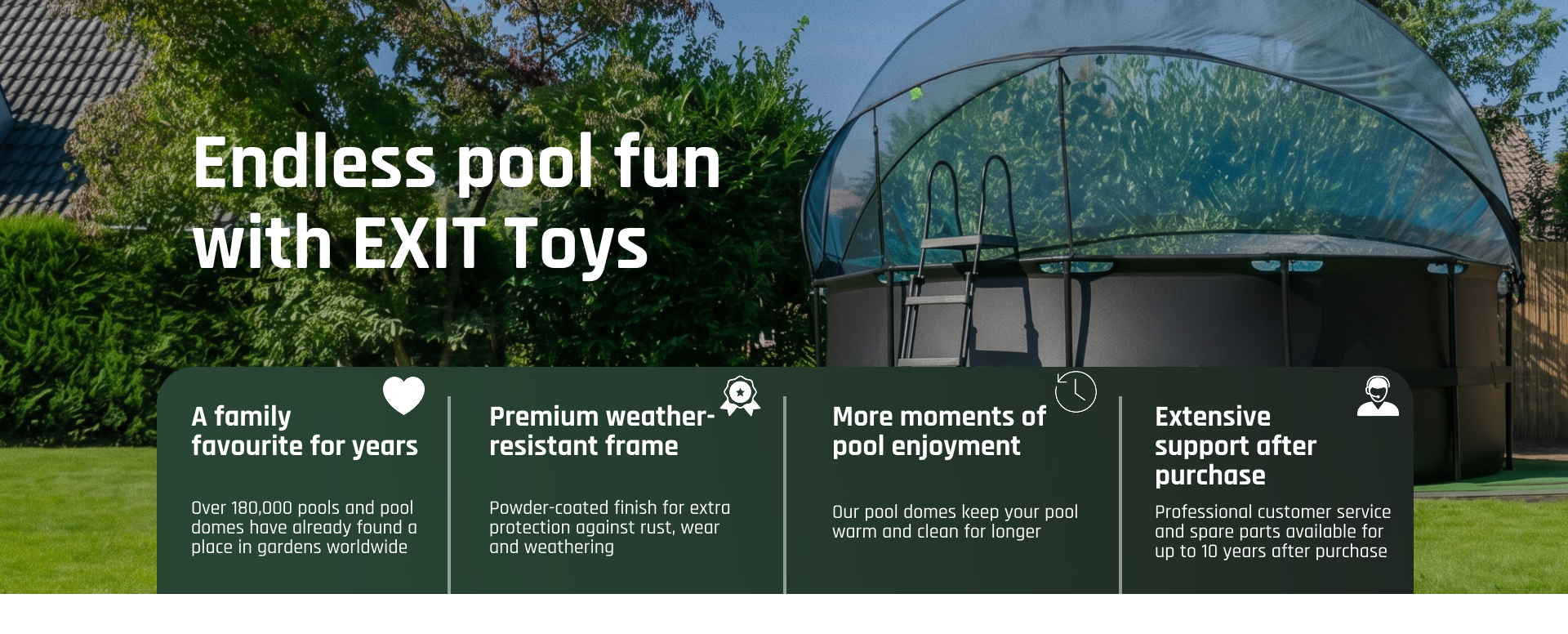 Frame pools & pool domes