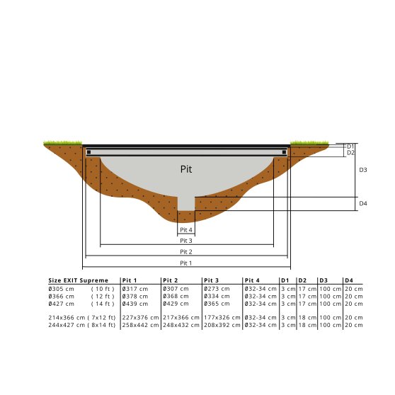 EXIT Supreme ground trampoline 214x366cm - black