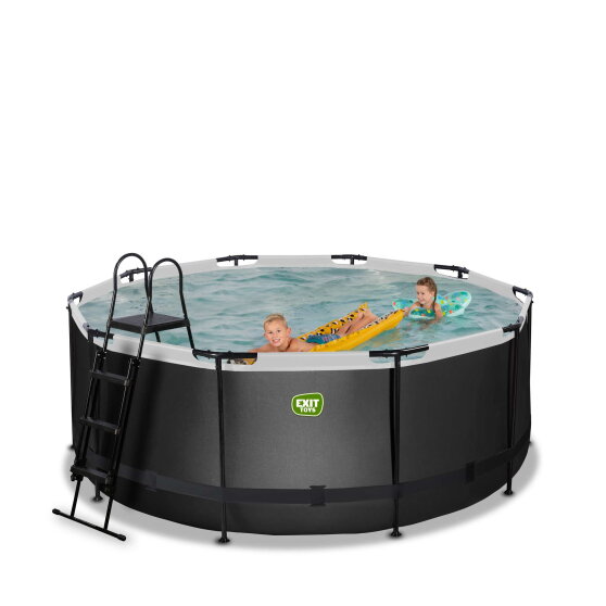 EXIT Black Leather pool &oslash;360x122cm med sandfilterpumpe - sort
