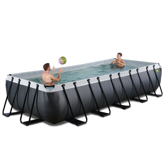 EXIT Black Leather pool 540x250x100cm med sandfilterpumpe - sort