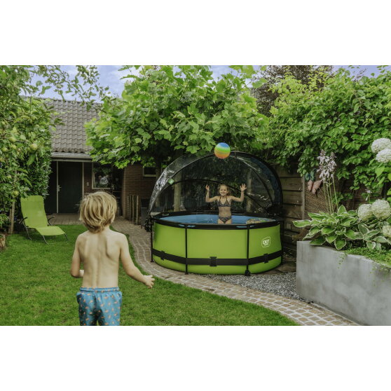 EXIT Lime pool ø244x76cm med filterpumpe og poolskærm - grøn