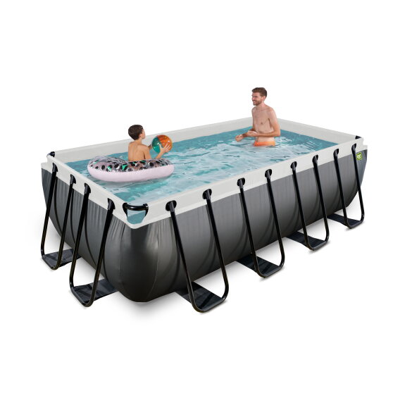 EXIT Black Leather pool 400x200x100cm med sandfilterpumpe - sort