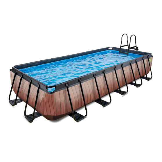 EXIT Wood pool 540x250x100cm med sandfilterpumpe - brun