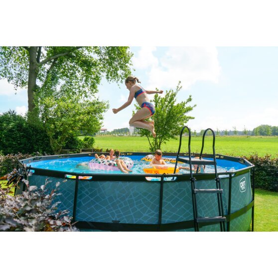 EXIT Black Leather pool ø488x122cm med filterpumpe - sort