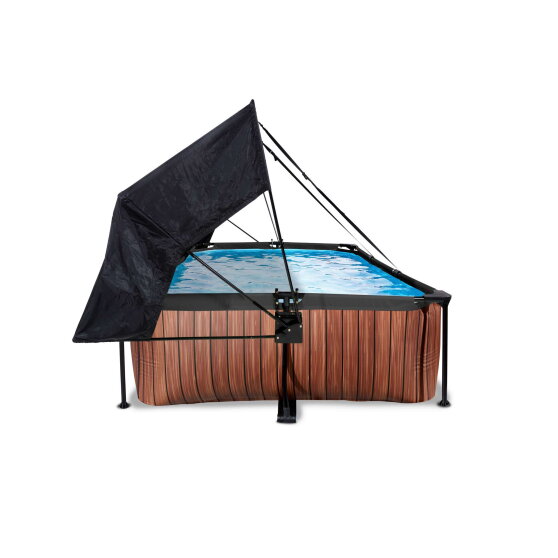 EXIT Wood pool 220x150x65cm med filterpumpe og baldakin - brun