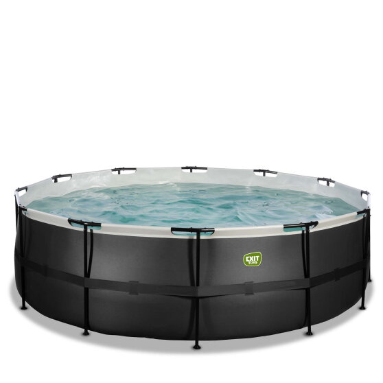 EXIT Black Leather pool &oslash;450x122cm med sandfilterpumpe - sort