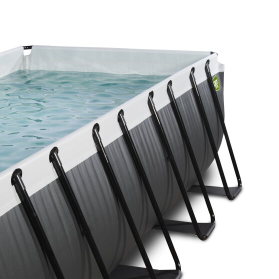 EXIT Black Leather pool 400x200x100cm med sandfilterpumpe og poolskærm - sort