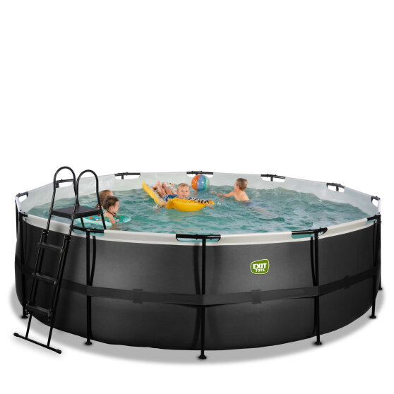 EXIT Black Leather pool &oslash;450x122cm med sandfilterpumpe - sort