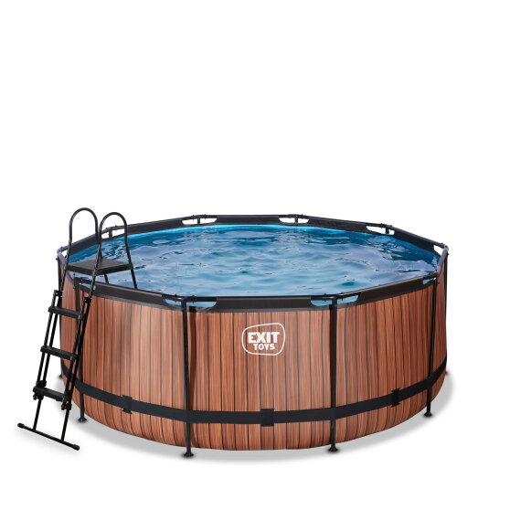 EXIT Wood pool &oslash;360x122cm med filterpumpe - brun