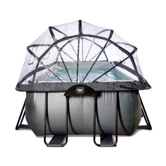 EXIT Black Leather pool 540x250x122cm med sandfilterpumpe og poolskærm - sort