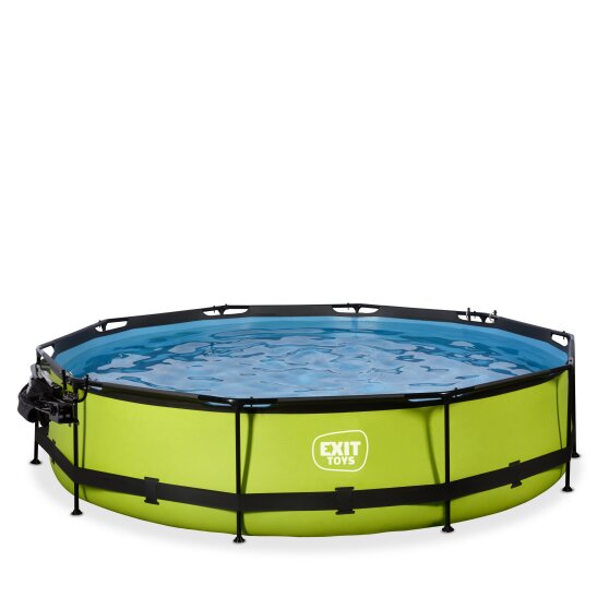 EXIT Lime pool ø360x76cm med filterpumpe og poolskærm og baldakin - grøn