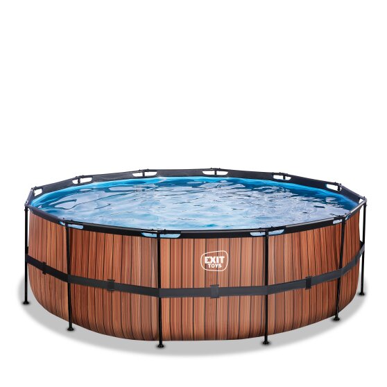 EXIT Wood pool ø427x122cm med sandfilterpumpe - brun