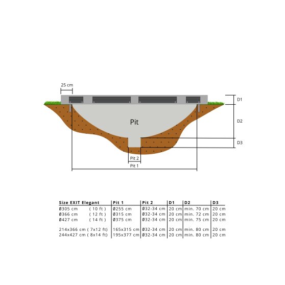 EXIT Elegant Premium ground trampoline ø305cm with Deluxe safety net - grey