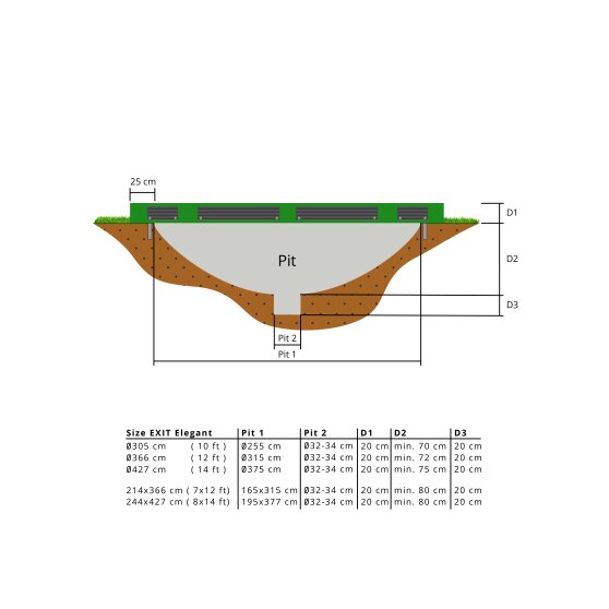 EXIT Elegant Premium ground trampoline 244x427cm with Deluxe safety net - green