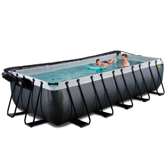 EXIT Black Leather pool 540x250x122cm med sandfilterpumpe og poolsk&aelig;rm og varmepumpe - sort