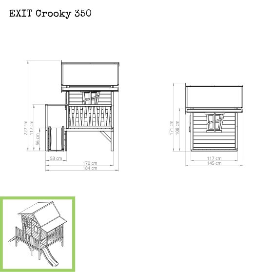 EXIT Crooky 350 legehus i træ - grå-beige