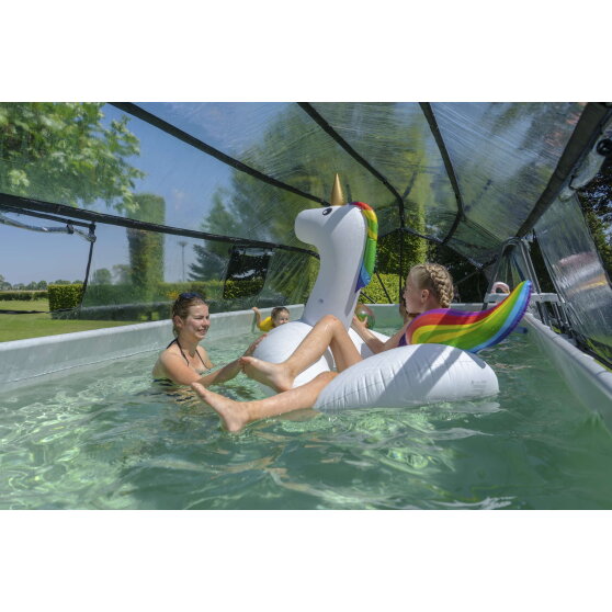 EXIT Black Leather pool 540x250x122cm med sandfilterpumpe og poolskærm - sort