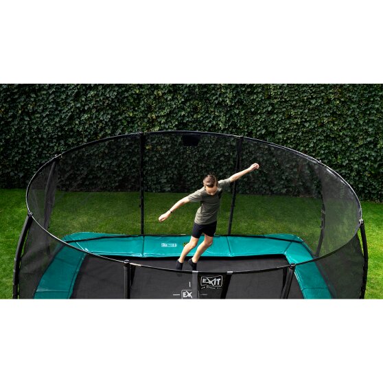 EXIT Supreme ground level trampoline 244x427cm with safety net - green