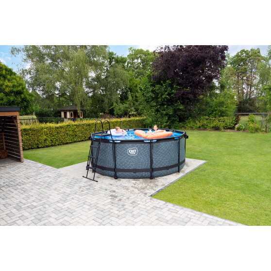 EXIT Wood pool &oslash;360x122cm med sandfilterpumpe - brun