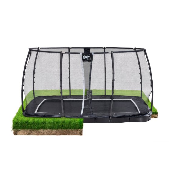 EXIT Supreme ground level trampoline 214x366cm with safety net - black