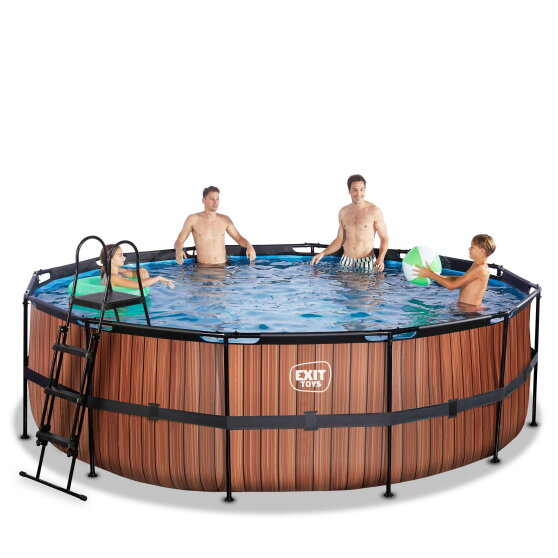 EXIT Wood pool &oslash;450x122cm med filterpumpe - brun