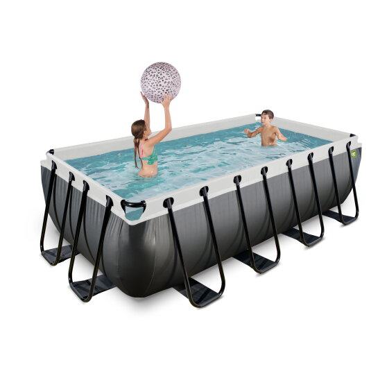 EXIT Black Leather pool 400x200x100cm med sandfilterpumpe - sort