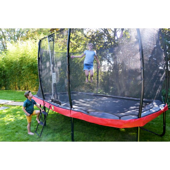 EXIT Elegant trampoline 214x366cm with Economy safetynet - red