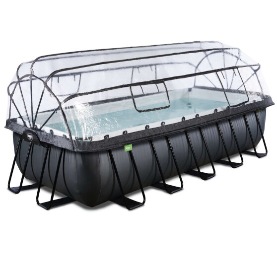 EXIT Black Leather pool 540x250x122cm med sandfilterpumpe og poolsk&aelig;rm og varmepumpe - sort