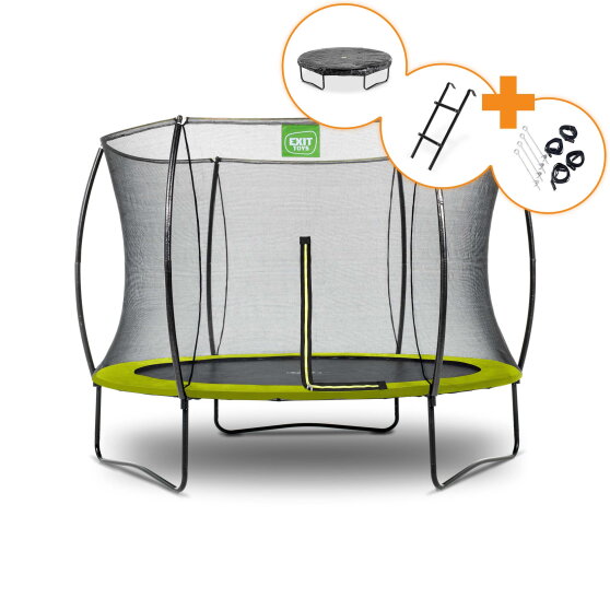 EXIT Silhouette trampolin ø244cm - grøn + gratis tilbehørssæt