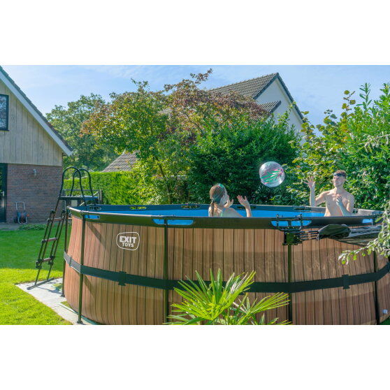 EXIT Wood pool &oslash;450x122cm med filterpumpe - brun