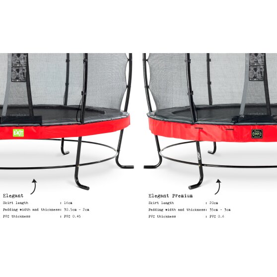 EXIT Elegant trampoline ø366cm with Economy safetynet - red