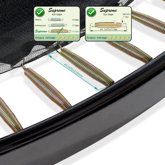 EXIT Supreme ground level trampoline ø427cm with safety net - grey