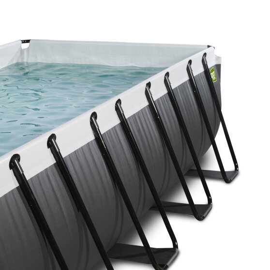 EXIT Black Leather pool 400x200x122cm med sandfilterpumpe - sort