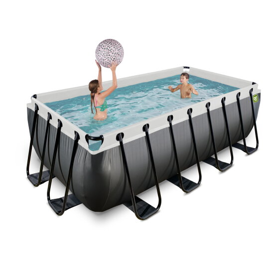 EXIT Black Leather pool 400x200x122cm med filterpumpe - sort