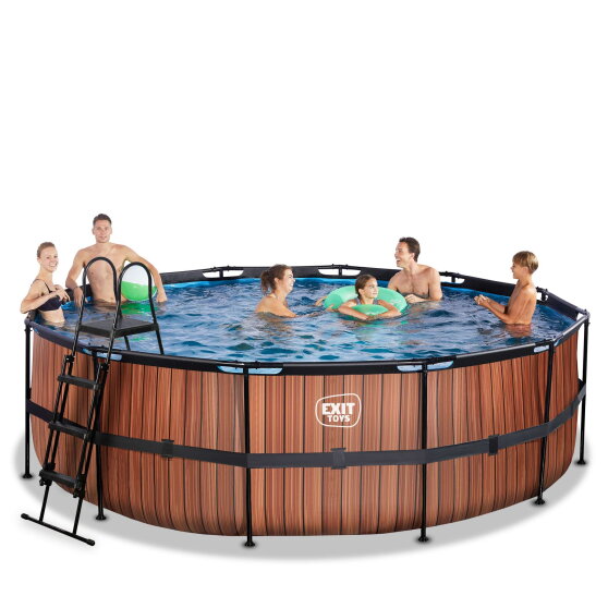 EXIT Wood pool &oslash;450x122cm med filterpumpe - brun
