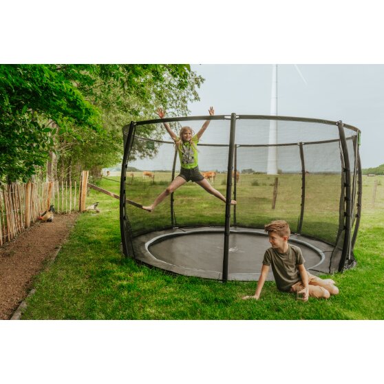 EXIT Dynamic trampolin i jordniveau ø305cm med - sort | EXIT Toys
