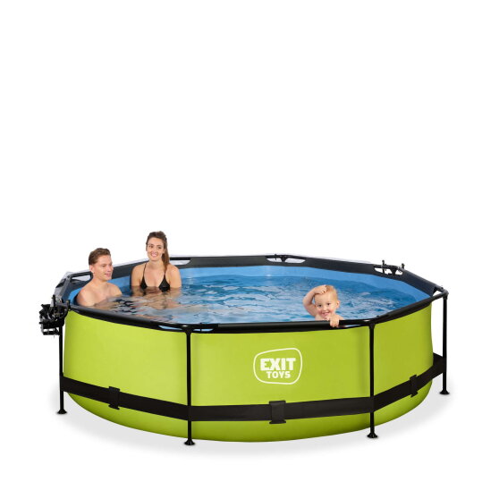 EXIT Lime pool &oslash;300x76cm med filterpumpe og poolsk&aelig;rm og baldakin - gr&oslash;n