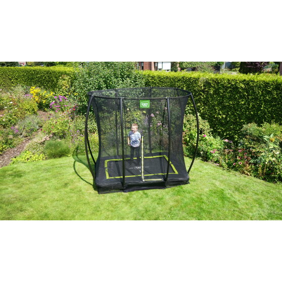 EXIT Silhouette nedgravet trampolin 153x214cm med sikkerhedsnet - sort