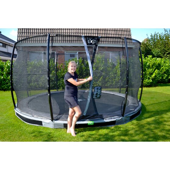 EXIT Elegant Premium ground trampoline ø427cm with Deluxe safety net - grey