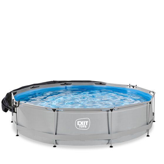 EXIT Soft Grey pool ø360x76cm med filterpumpe og baldakin - grå