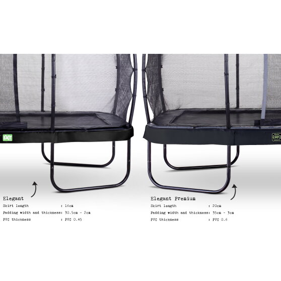 EXIT Elegant Premium trampolin komplet sæt 214x366cm - sort
