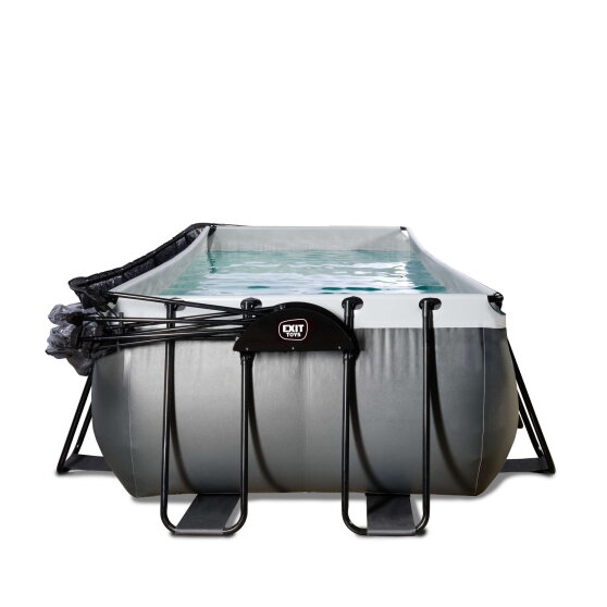 EXIT Black Leather pool 400x200x122cm med sandfilterpumpe og poolsk&aelig;rm - sort