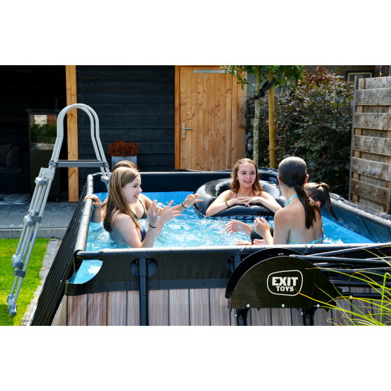 EXIT Black Leather pool 400x200x100cm med sandfilterpumpe - sort