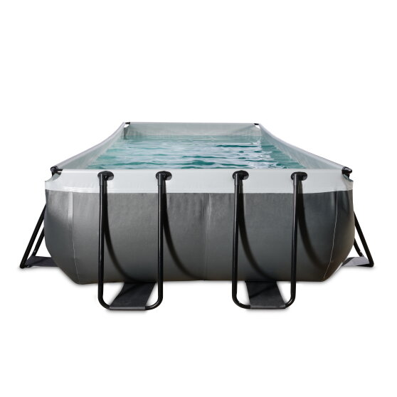 EXIT Black Leather pool 400x200x100cm med filterpumpe - sort