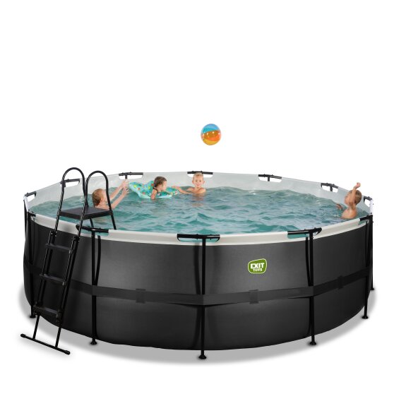 EXIT Black Leather pool ø427x122cm med sandfilterpumpe - sort