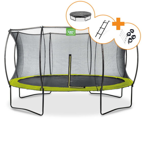 EXIT Silhouette trampolin ø427cm - grøn + gratis tilbehørssæt
