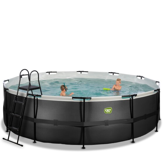 EXIT Black Leather pool ø488x122cm med sandfilterpumpe - sort