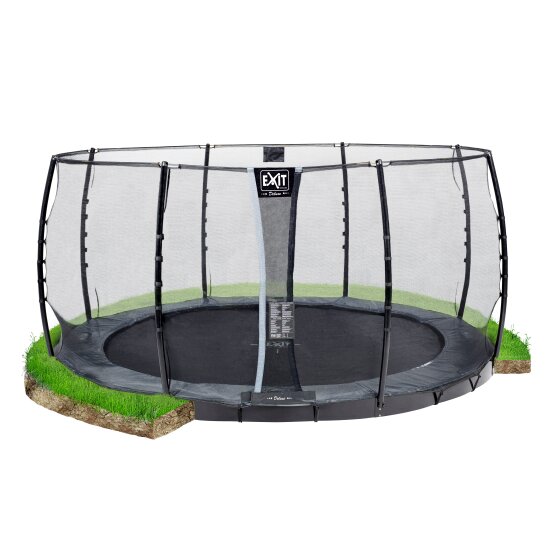 EXIT Supreme ground level trampoline ø427cm with safety net - grey