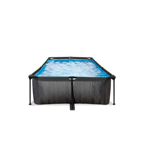 EXIT Black Wood pool 220x150x65cm med filterpumpe - sort