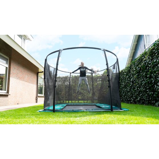 EXIT Supreme ground level trampoline 214x366cm with safety net - black